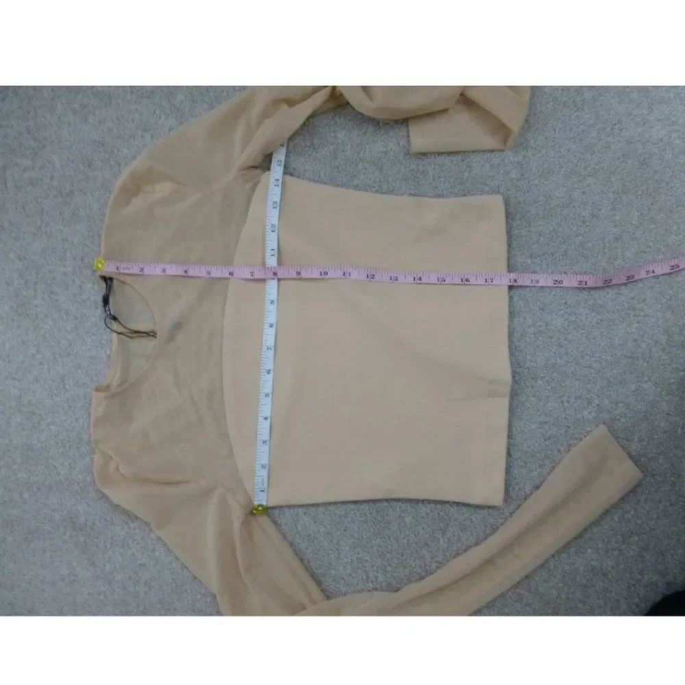 NWOT Zara Long Sleeve Blush Pink/Cream Tulle Top